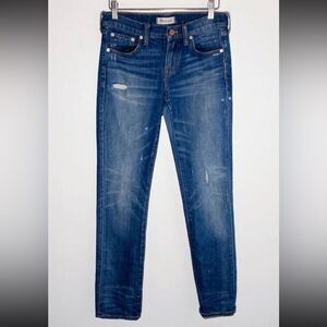 Madewell Distressed Low Rise Slim Boy Blue Jeans 30” Waist